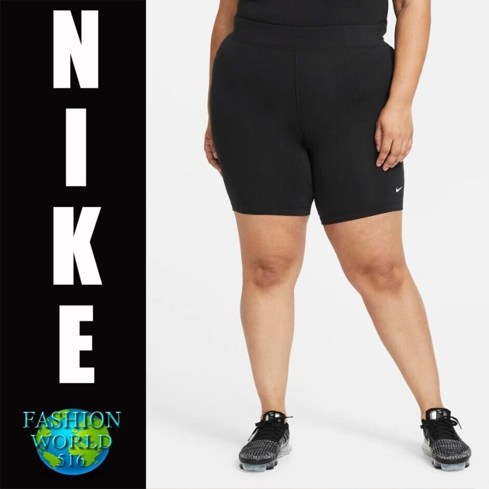 NWT Nike Leg A See Mid Rise Tight Fit Bike Shorts (Plus Size) DB6053 010 Black